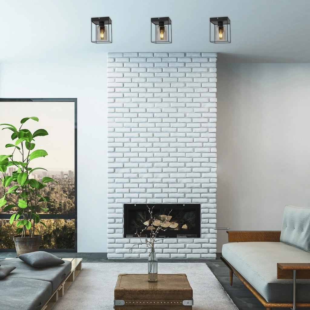 Plafoniera Rabalux Chadwick nera vetro fumé E27 25W