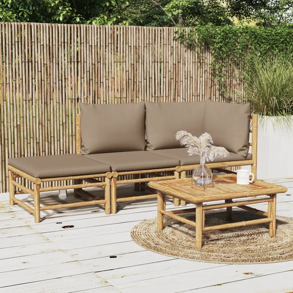 Set Salotto da Giardino 3pz con Cuscini Tortora BambÃ¹cod mxl 76317