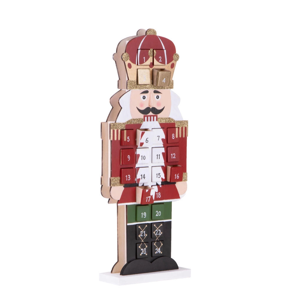 Calendario dell'Avvento con Schiaccianoci in Legno 46 cm