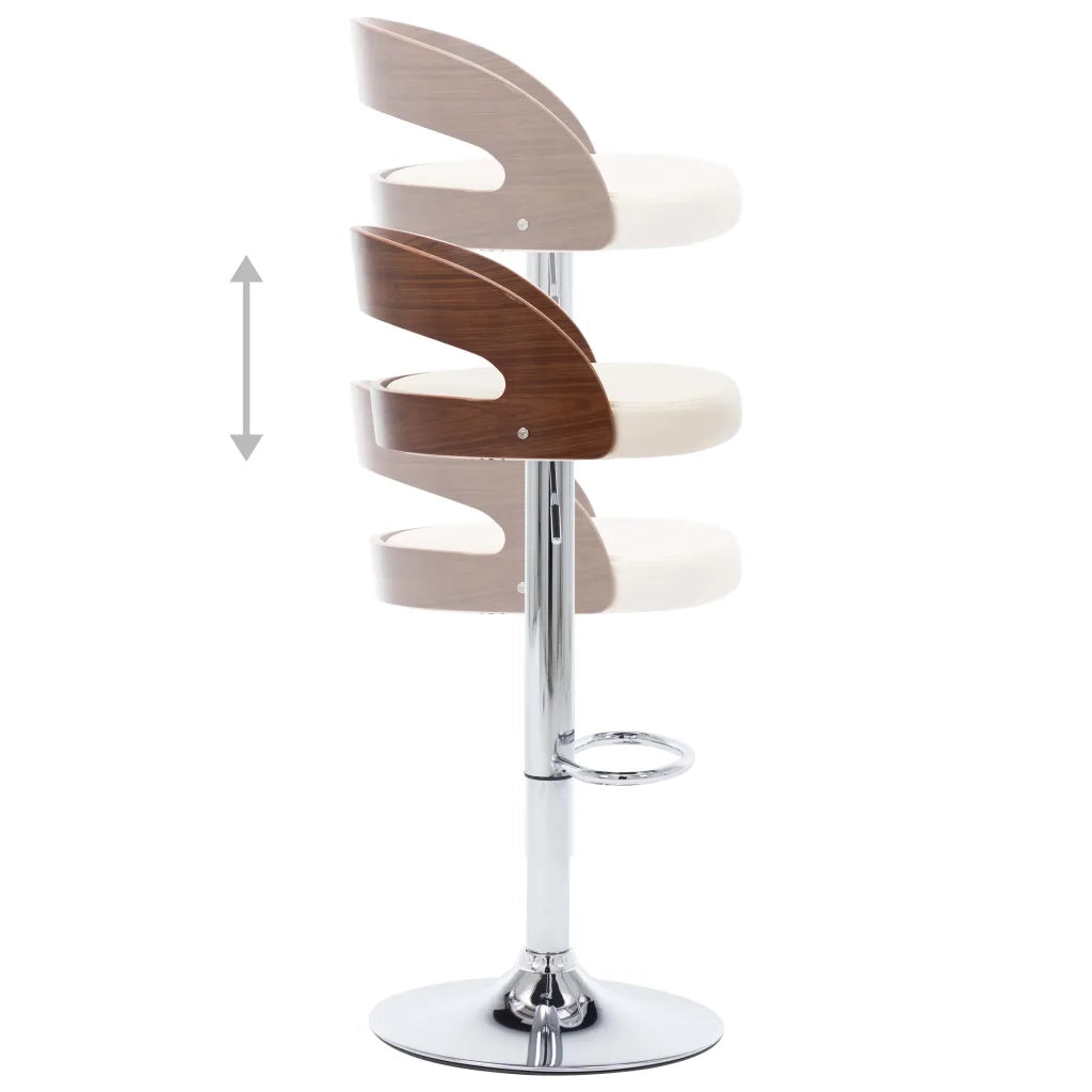 Sgabelli da Bar 2 pz Crema in Similpelle e Legno Curvato 283145
