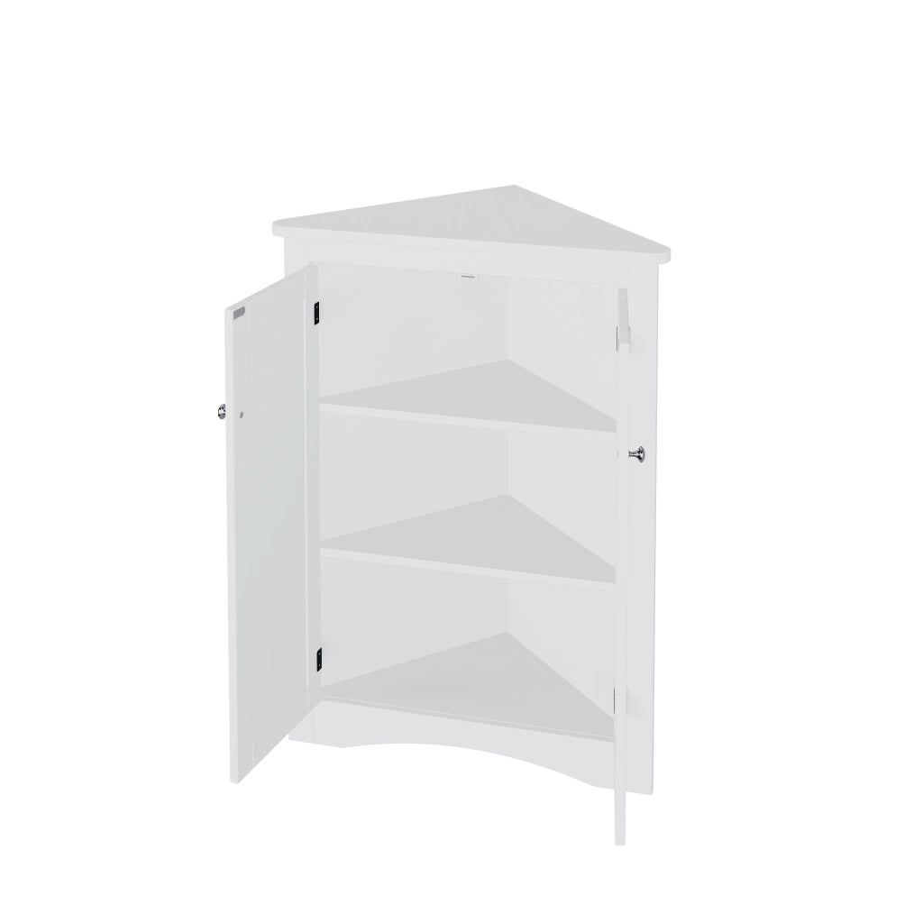 Mobile angolare da bagno con 2 ante e 2 ripiani; per bagno; in MDF; 61.5×80 cm; bianco