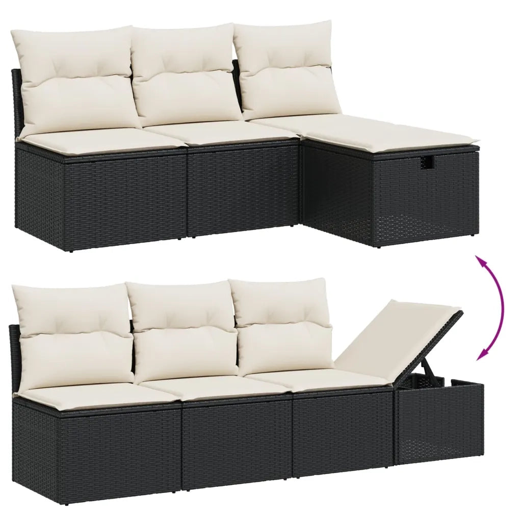 Set Divani da Giardino 9 pz con Cuscini Nero in Polyrattan 3265095