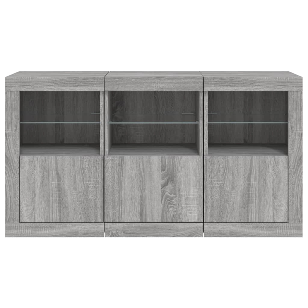 Buffet credenza cassettiera armadio mobile contenitore organizer per cucina soggiorno salotto con luci LED Sonoma 123 x 37 x 67 cm grigio 02_0030050