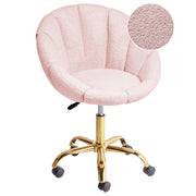 Elegante sedia da ufficio girevole in tessuto bouclè rosa pastello con base regolabile in altezza Design moderno Home Office