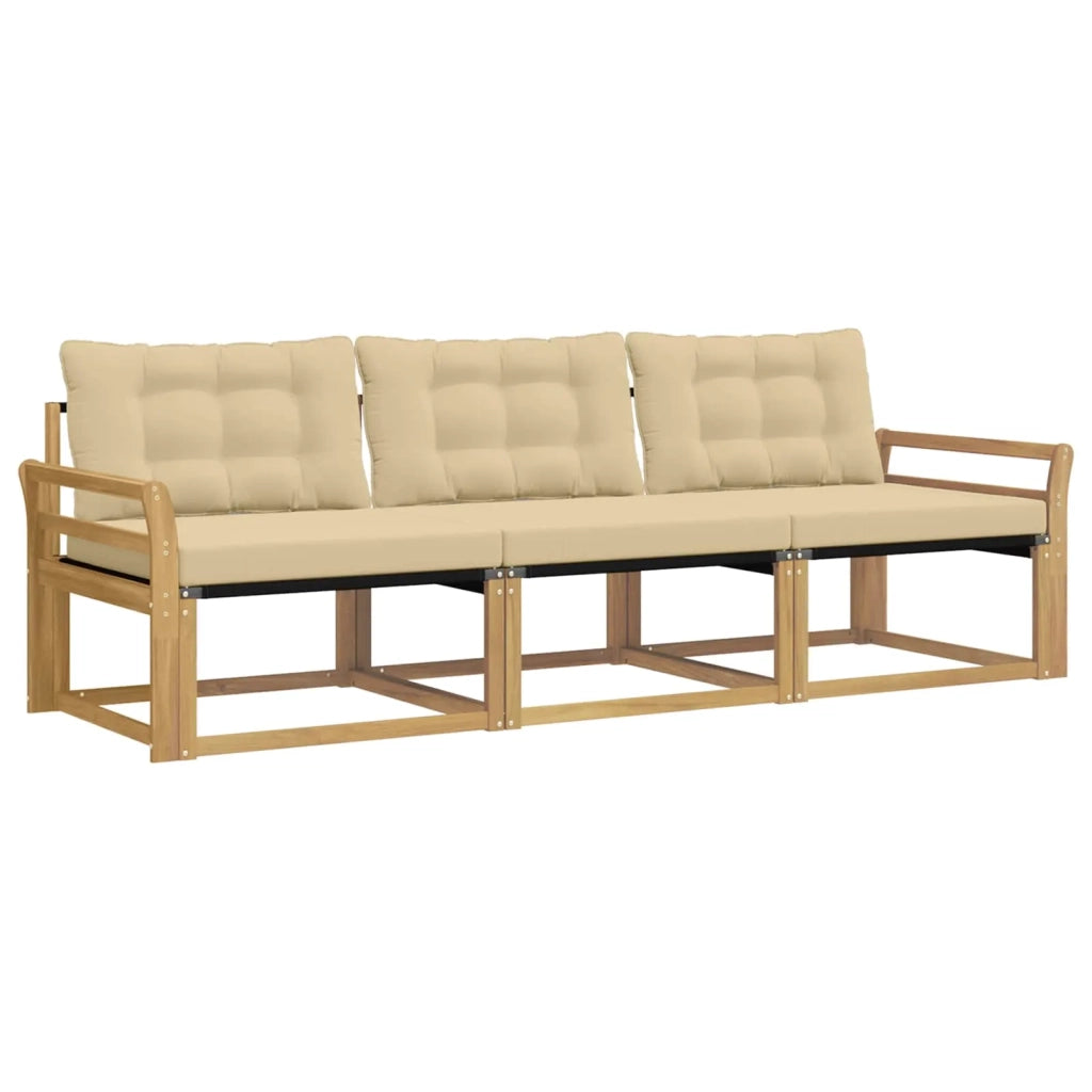 Set di divani da esterno con cuscino 3 pcs Bianco e Beige 3388375