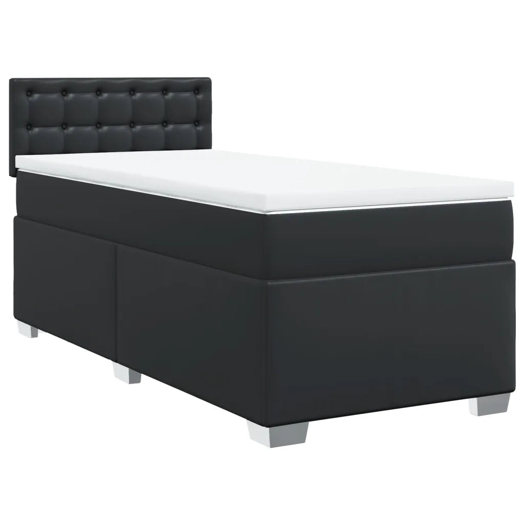 Giroletto a Molle con Materasso Nero 100x200 cm in Similpelle