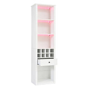 Vetrina con 1 cassetto e 12 vani con LED; per soggiorno; cucina e studio; in MDF bianco; 55×40×200 cm