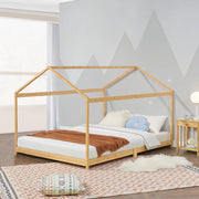 Letto per Cameretta Vindafjord a Forma di Casetta in Bambù Naturale 160x200 cm [en.casa]
