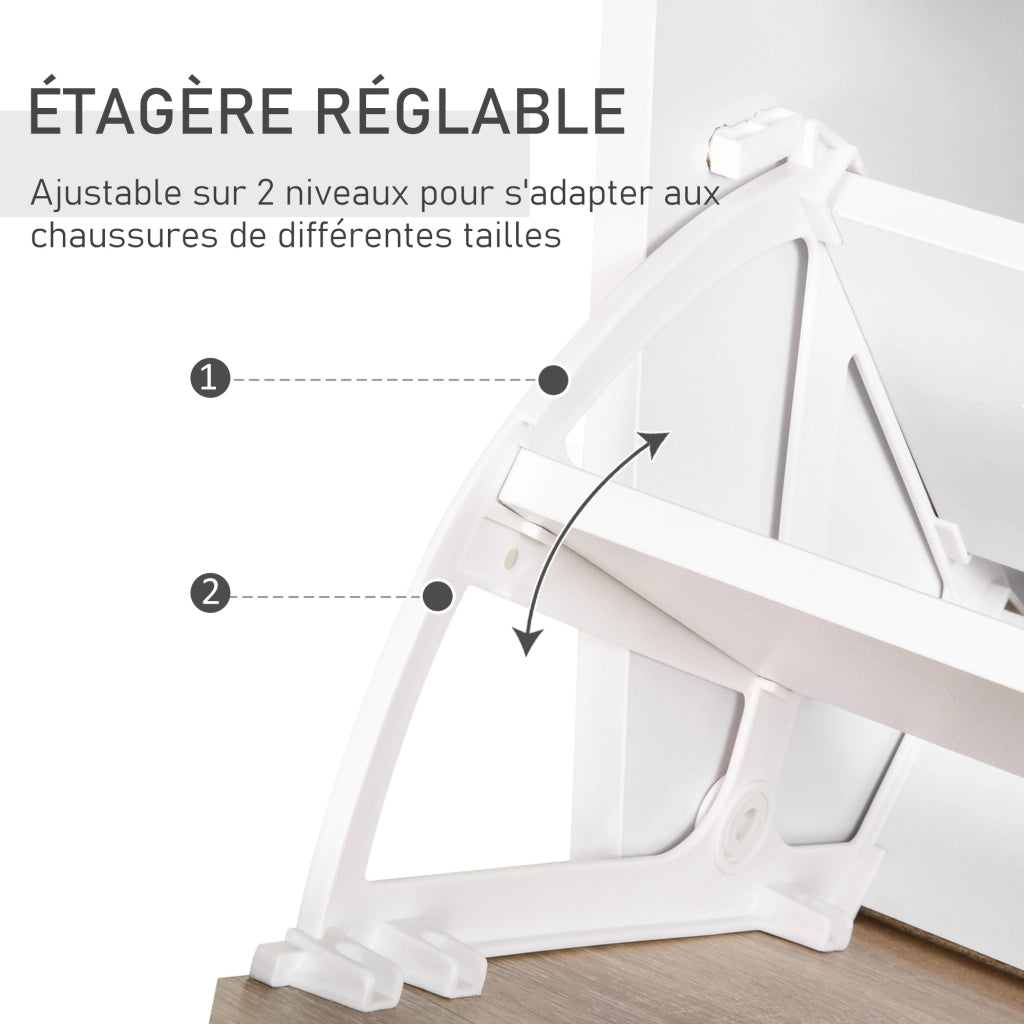 Armadio per Scarpe ¨C zephmum ¨C Legno Quercia Bianco 2 Ante 2 Compartimenti