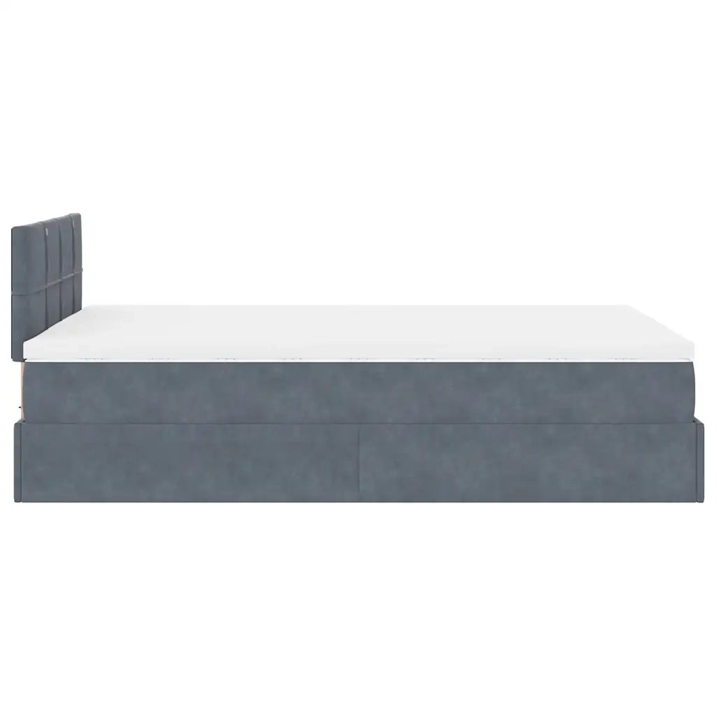 Pouf Letto con Materasso Grigio Scuro 120x190 cm Velluto 3311760