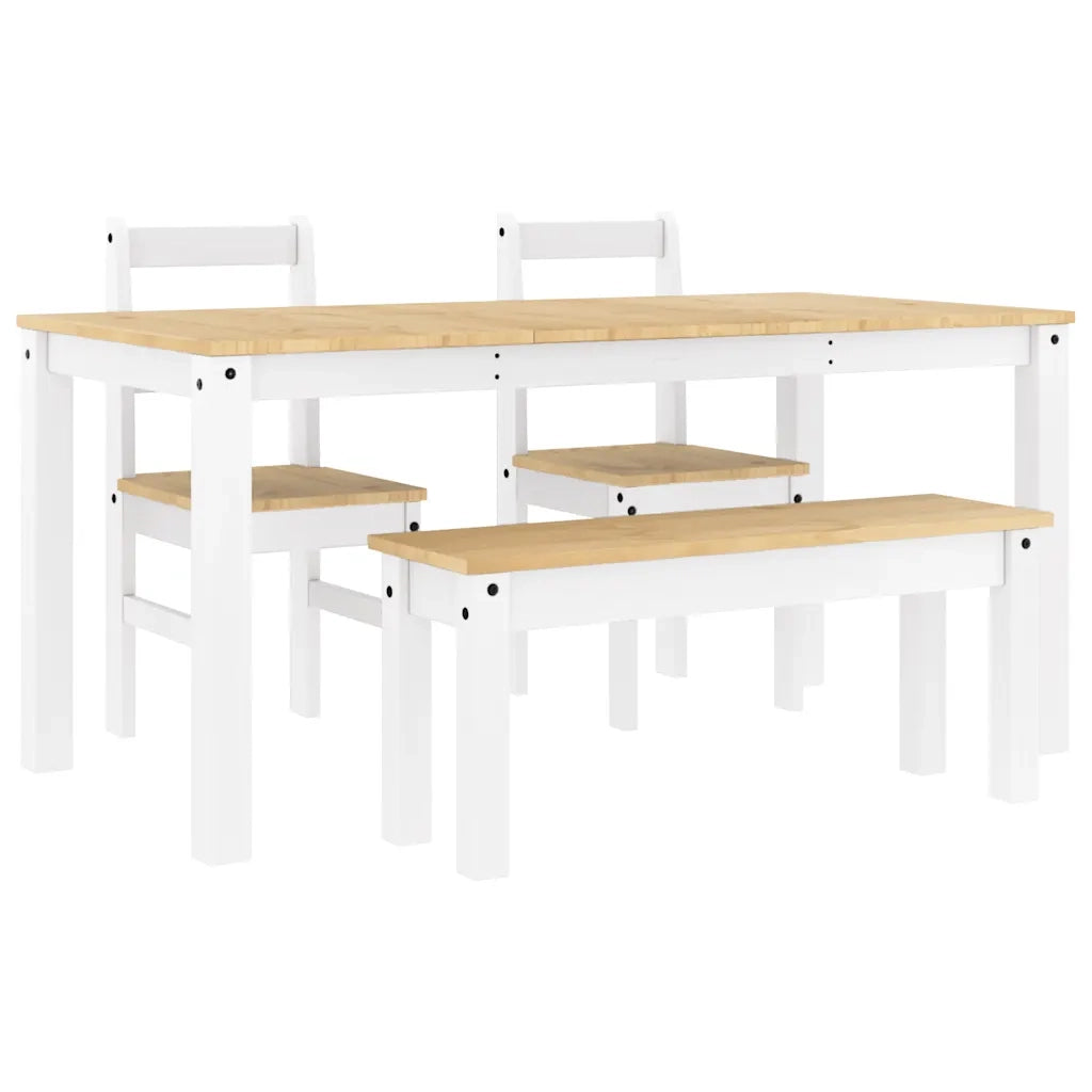 Set da Pranzo 4 pz PANAMA Bianco in Legno Massello di Pino 3345178