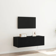 Mobile TV  con luci LED Nero Rovere 100x35x31 cm