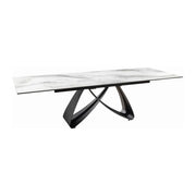 Table ZAREL – Estensibile 180 a 260 cm – Ceramica e vetro temperato – Effetto marmo bianco – Stile contemporaneo
