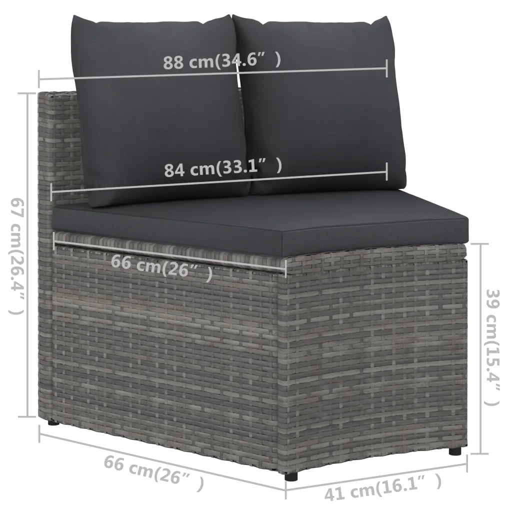Set Divani da Giardino 5 pz con Cuscini in Polyrattan Grigio cod mxl 47911