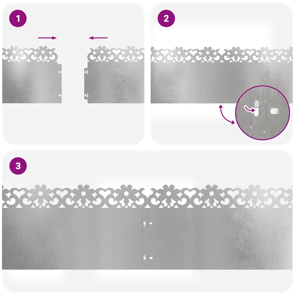 Bordure per prato 20 pz Argento 103 x 0,05 x 22 cm CFW3215308