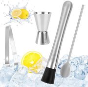 Set di accessori per bar in acciaio inossidabile per Mojito, Shaker e cubetto di ghiaccio