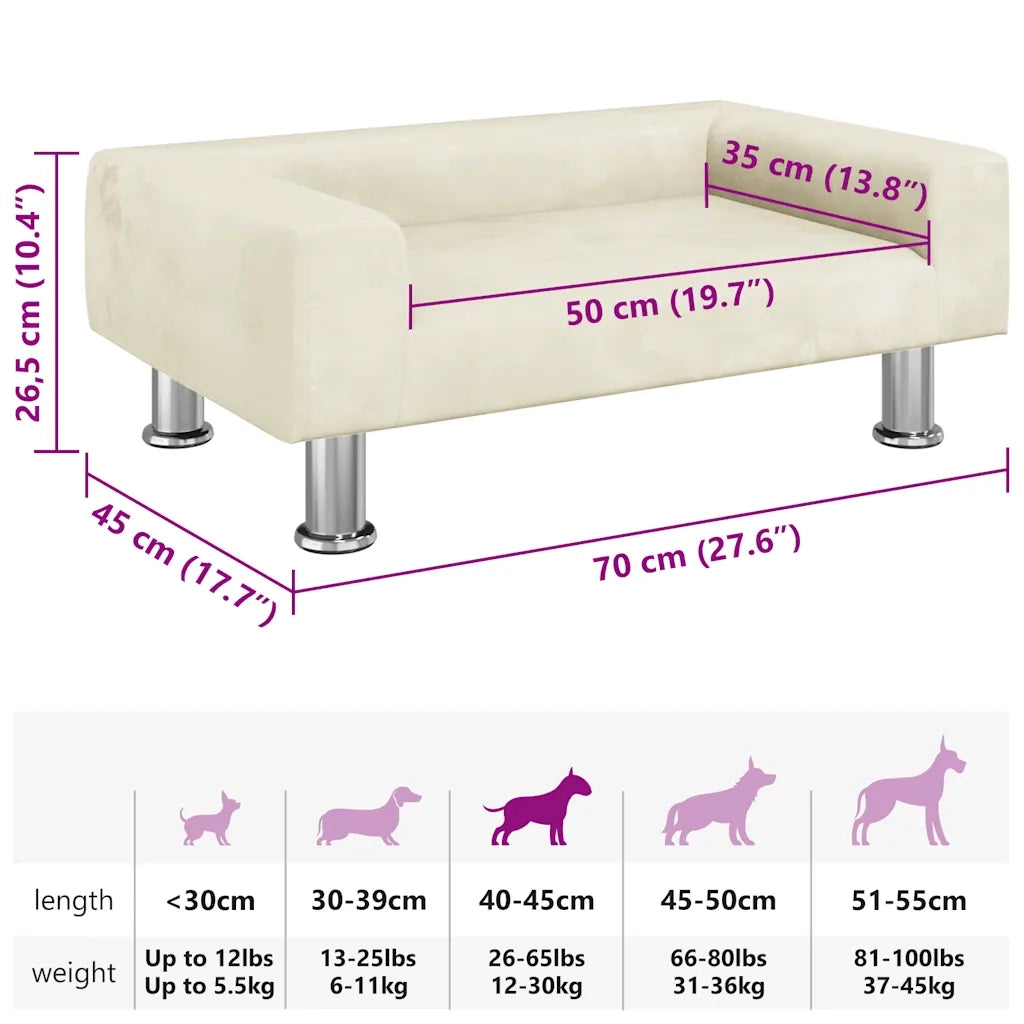 Lettino per Cani Crema 70x45x26,5 cm in Velluto CFW4209266