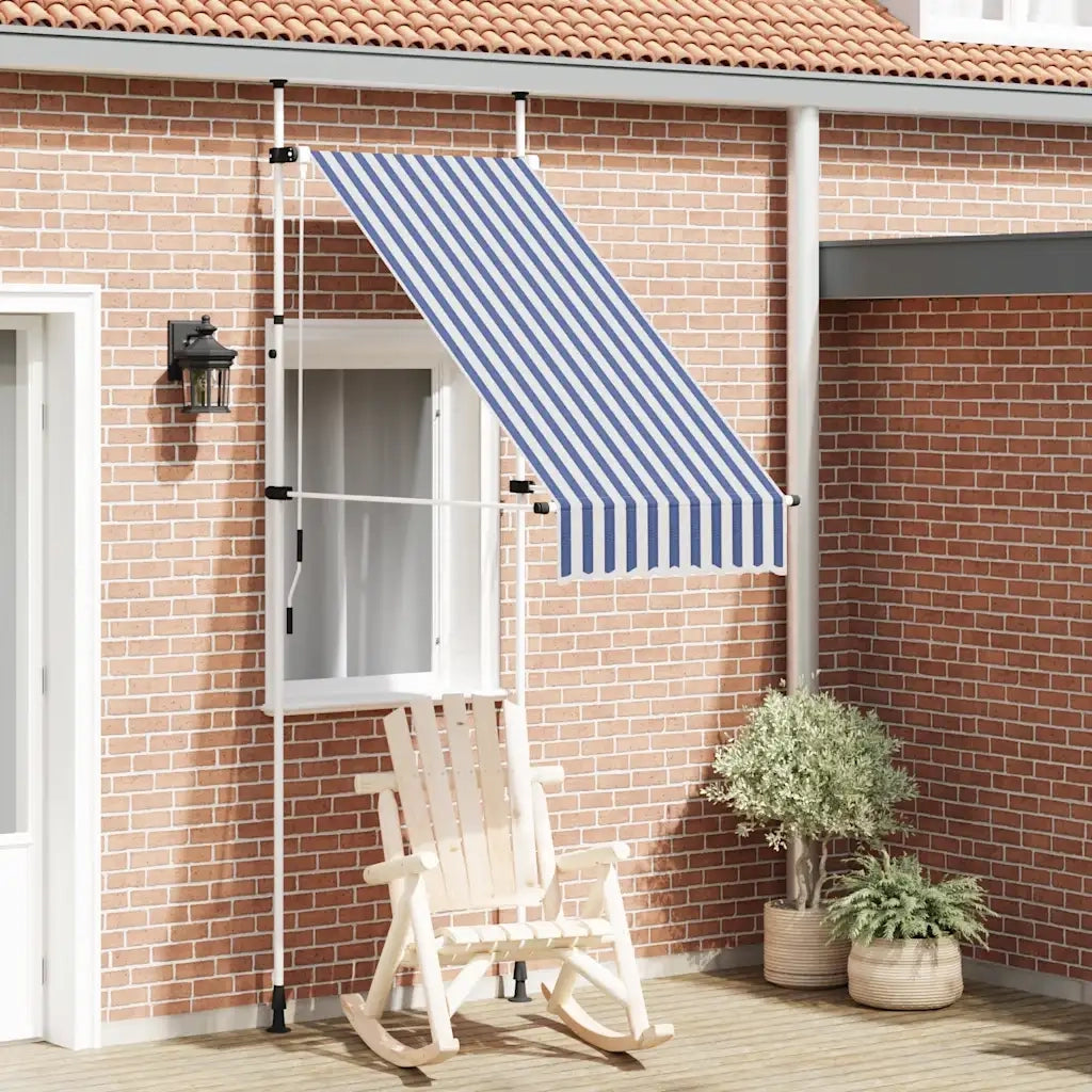 Tenda da Sole Retrattile Manuale 100 cm a Strisce Blu e Bianche 145829