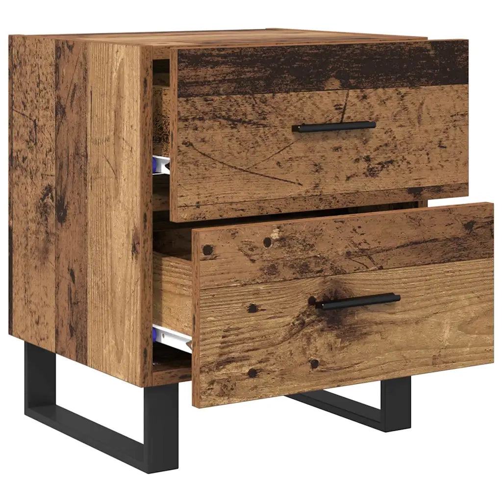 Armadio da Notte 2 pcs Legno Antico e Nero 40 x 35 x 47,5 cm