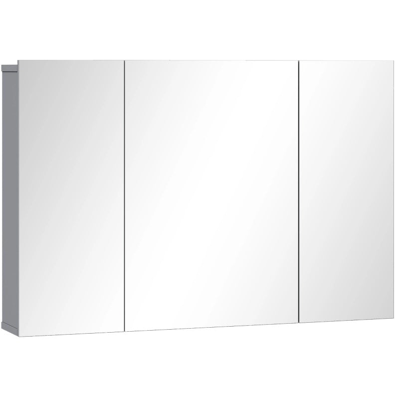 Armadietto a specchio da parete in MDF grigio, 90 cm