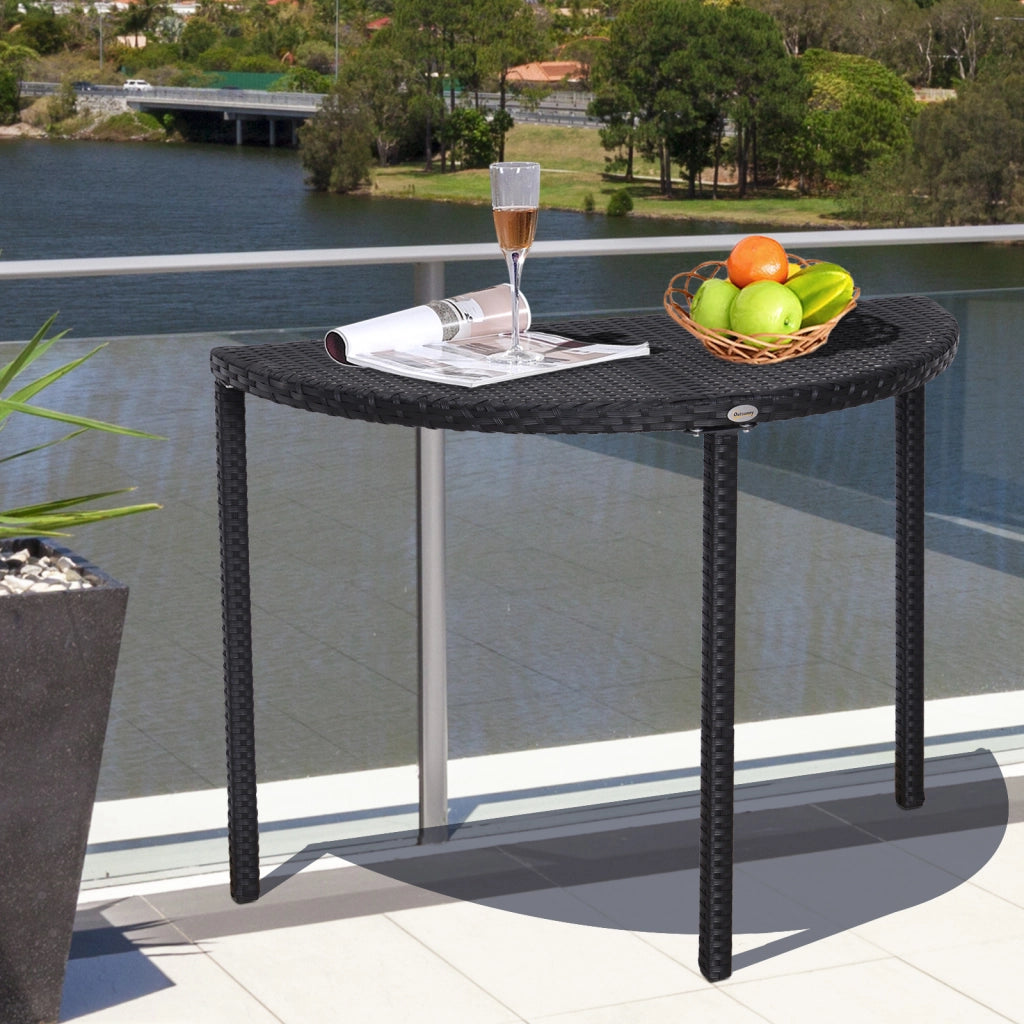 Tavolino da giardino ¨C zephmum ¨C Polyrattan, metallo, nero, 100x50x74 cm
