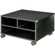 Mobile Porta Stampante a 2 Ripiani in Legno con Ruote per Ufficio e Studio, 47x40x22.5cm, Nero