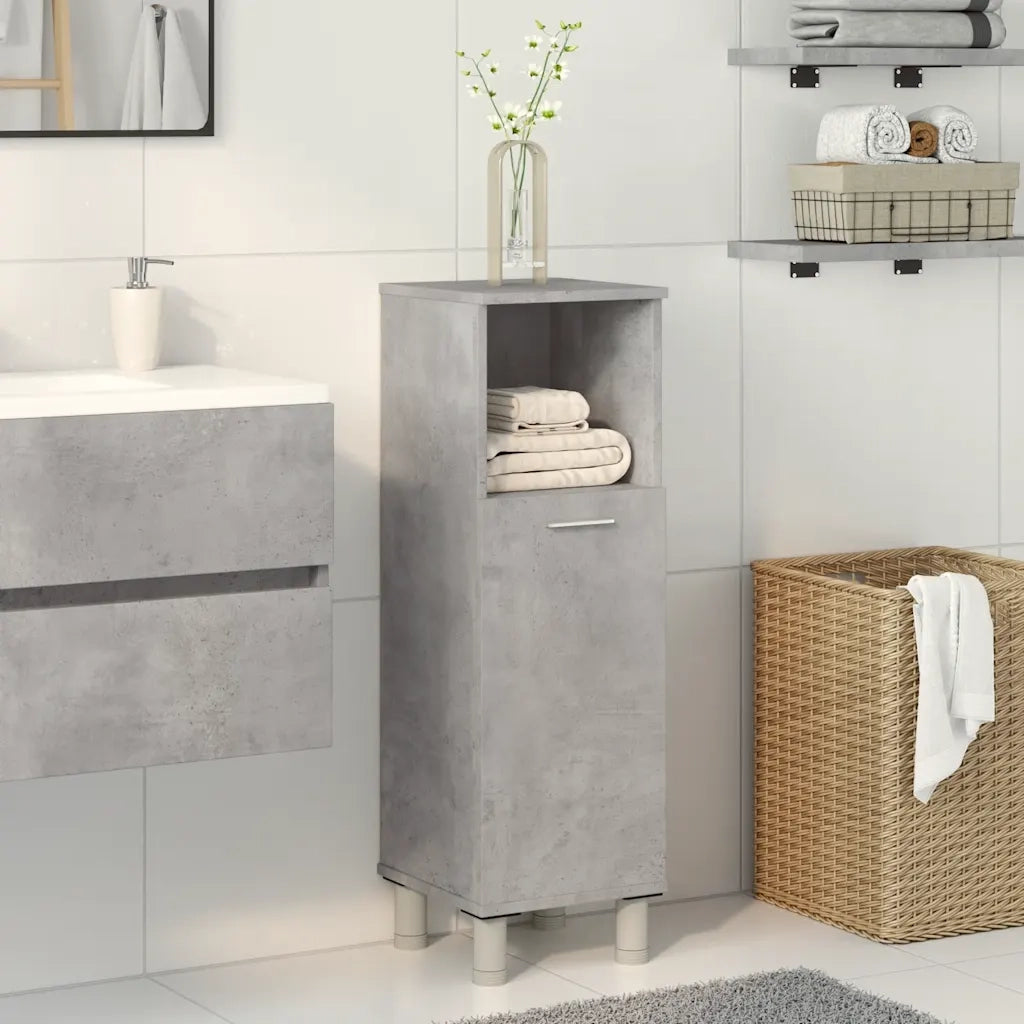 Mobile da Bagno Grigio Cemento 30x30x95 cm in Legno Multistrato 856136