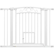 CANCELLINO PER CANI REGOLABILE CON ESTENSIONI PORTA PER GATTI E APERTURA A UNA MANO 76-104X77CM BIANCO
