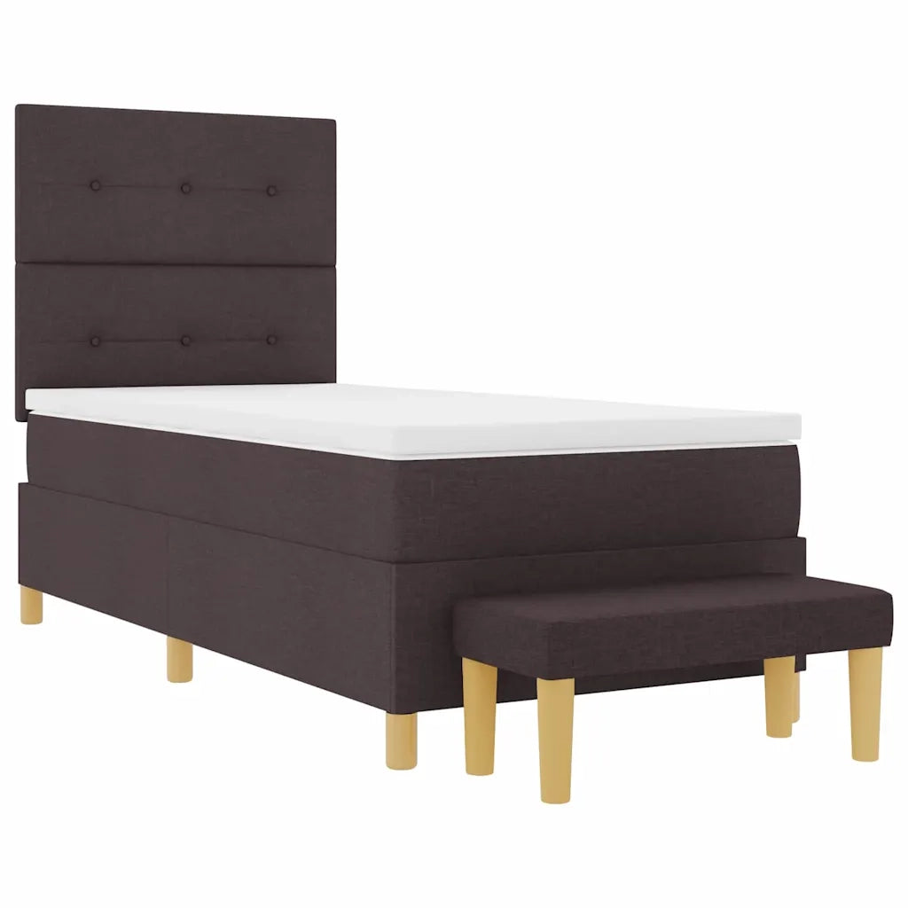 Letto a molle con materasso Marrone scuro 80 x 200 cm Tessuto