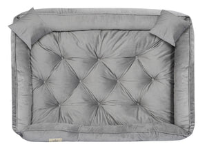 AIO FACTORY Cuccia per cani 115x95 cm in velluto grigio con cuscino impermeabile