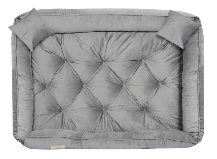 AIO FACTORY Cuccia per cani 115x95 cm in velluto grigio con cuscino impermeabile