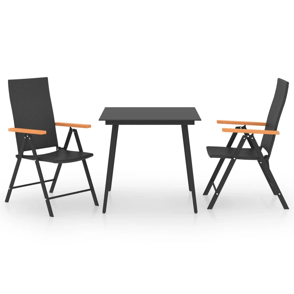 Set da pranzo da giardino per esterni 3 pezzi nero e marrone 02_0013674