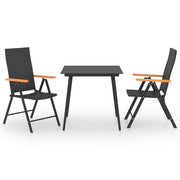 Set da pranzo da giardino per esterni 3 pezzi nero e marrone 02_0013674