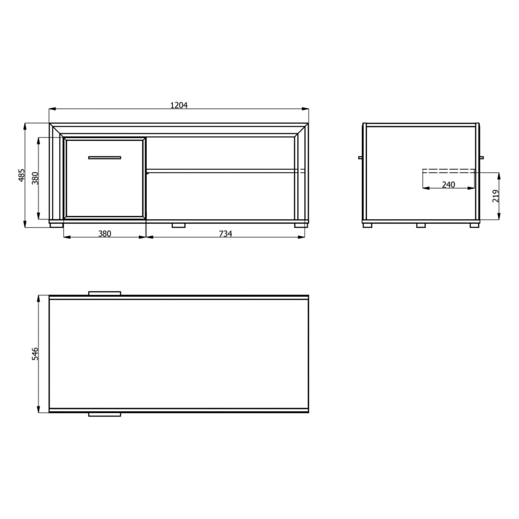 Pettor, Tavolino da Salotto con Piedini, 121x55x49h cm Marrone Rovere