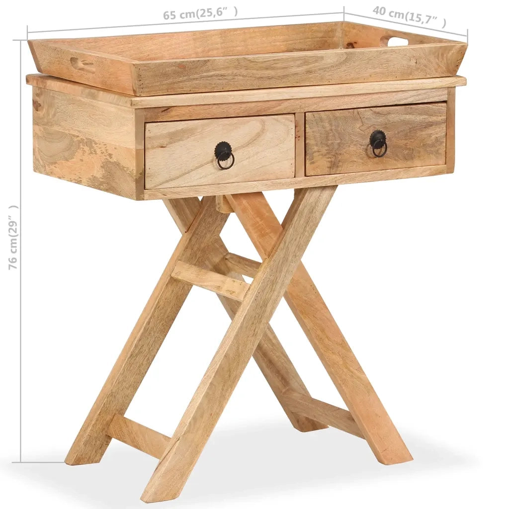 Tavolino da Salotto in Legno Massello di Mango 65x40x76 cm