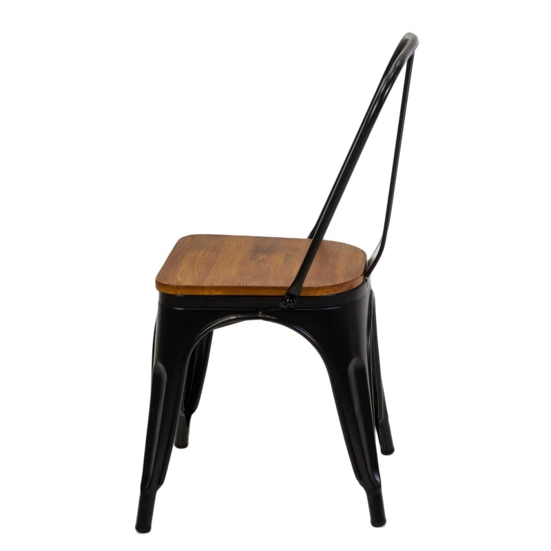 Sedia ferro new bristol nero seduta legno cm 43x43h45/84