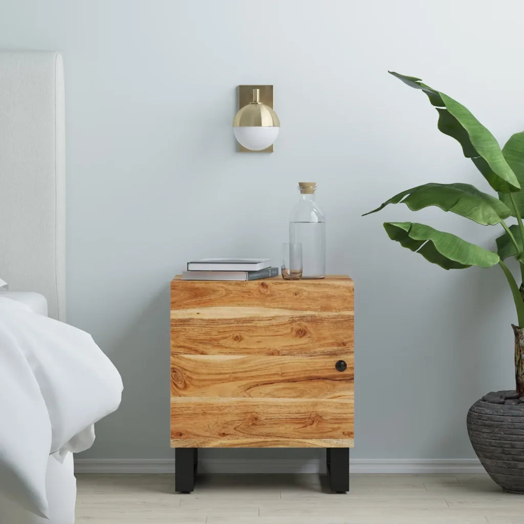 Comodino-Tavolino da notte 40x33x46 cm in Legno Massello di Acacia 154476