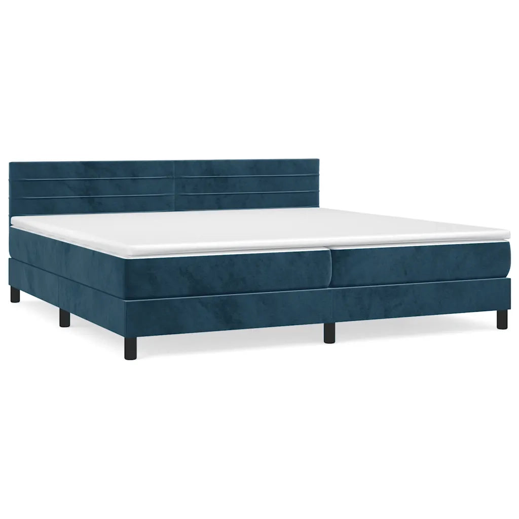 Giroletto a Molle con Materasso Blu Scuro 200x200 cm in Velluto 3141387