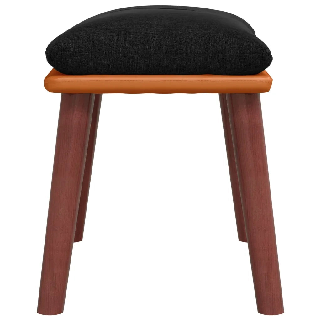 Poggiapiedi Nero 45x29,5x39 cm in Tessuto e Similpelle cod mxl 76567