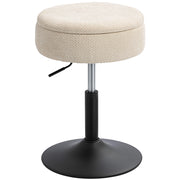 Sgabello da Bar con Contenitore ¨C zephmum ¨C Altezza Regolabile, Rotante, Imbottito in Chenille Beige