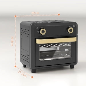 Mini Forno Elettrico 10L con Ventilazione, Friggitrice ad Aria, Timer e Luce Interna, Nero