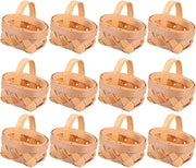 12 pezzi di Mini Mandoline Tessuta con Maniglie per la Raccolta di Frutta - Set di Miniature Decorazioni in Legno di Chip per Festa di Contadino e Matrimonio Rustico