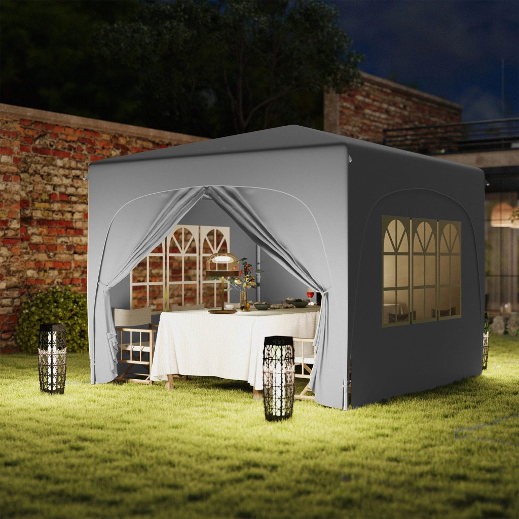 Gazebo da Giardino Pieghevole 3x3m con Borsa ¨C zephmum ¨C Grigio Chiaro