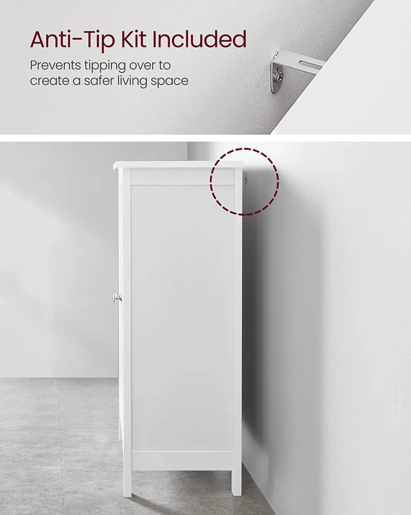 Mobiletto da bagno 60 x 30 x 80 cm con 2 ante a battente 3 scomparti divisori removibili bianco 12_0006476