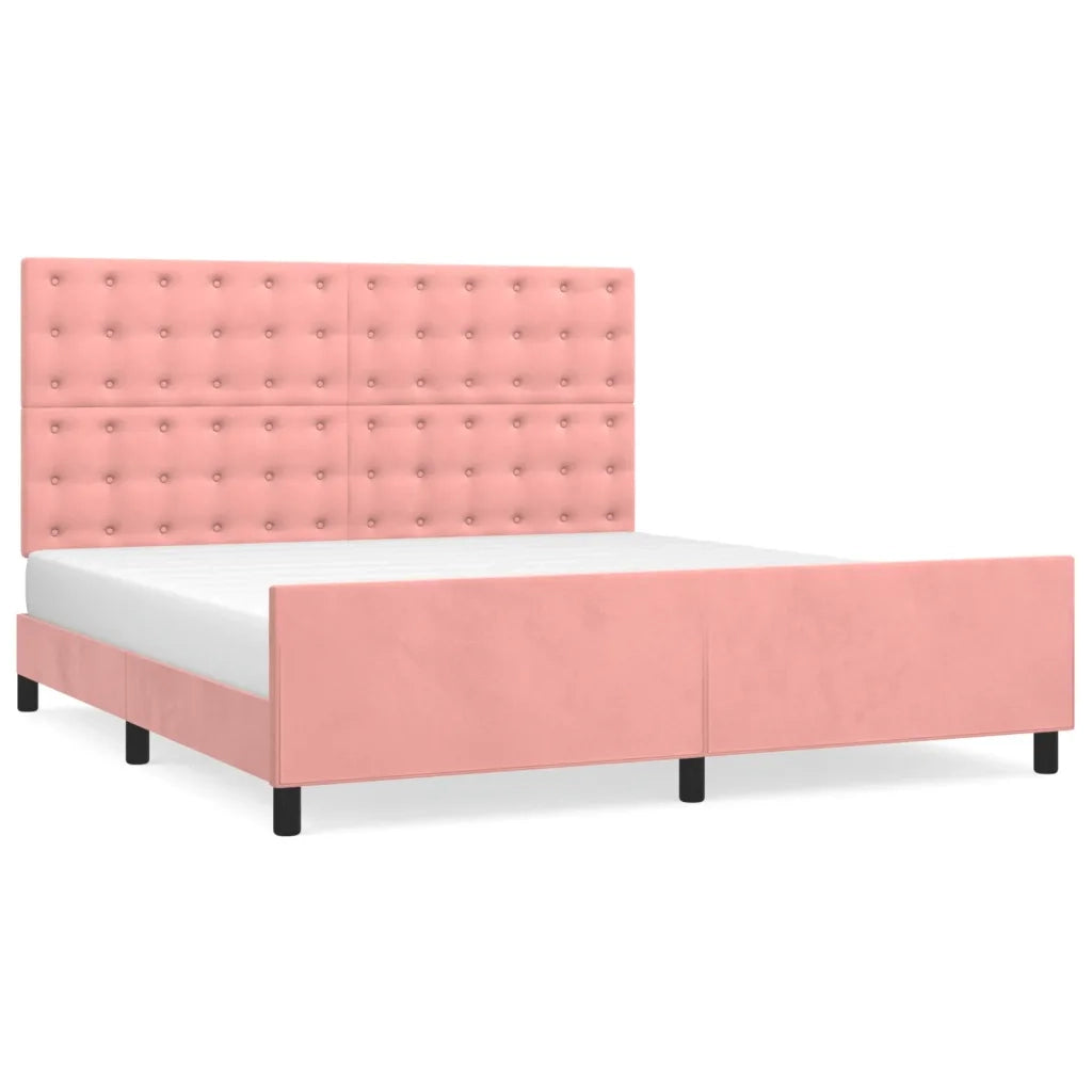 Giroletto con Testiera-Struttura Letto con testiera Rosa 180x200 cm in Velluto 608121