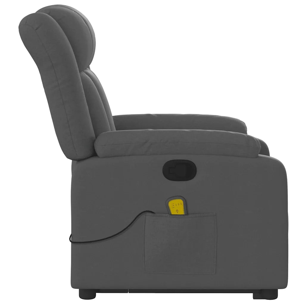 Poltrona Alzapersona Massaggi Reclinabile Grigio Scuro Tessuto 3205329