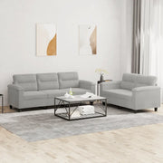 Set Divani 2 pz con Cuscini Grigio Chiaro in Tessuto Microfibracod mxl 106777