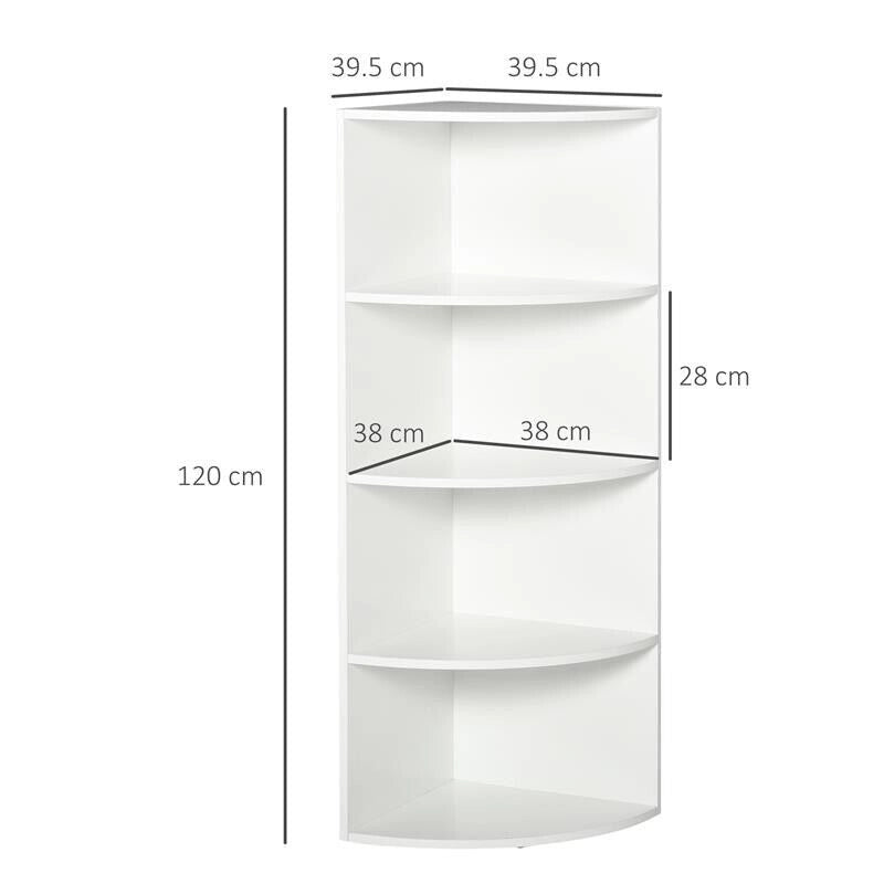 LIBRERIA AD ANGOLO 4 RIPIANI A MURO E PARETE 39.5 X 39.5 X 120 CM BIANCO