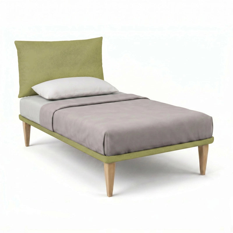 Letto imbottito Piazza e mezzo 120x190 cm Soft - Con rete,Microfibra,Tè verde