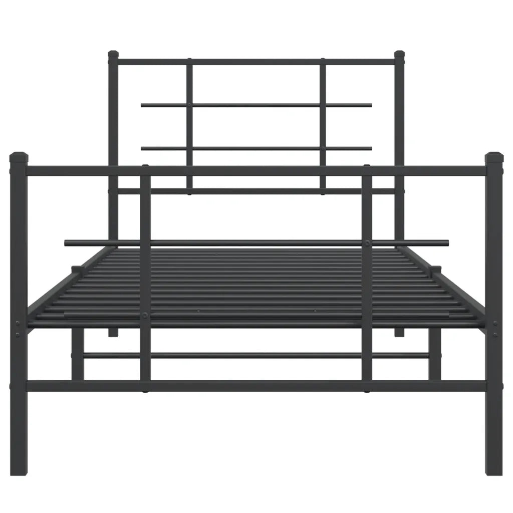 Giroletto con Testiera e Pediera Metallo Nero 90x200 cm 355572